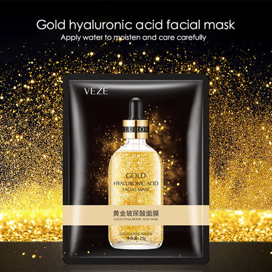 BIOAOUA Gold Glow Hyaluronic Acid Sheet Mask Set | 10 Pieces