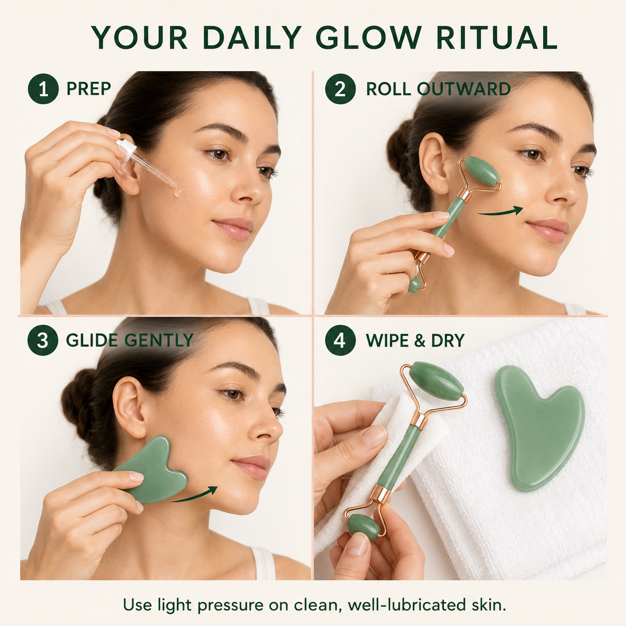 Green Gua Sha Facial Massage Set