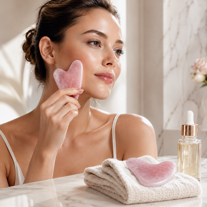 Rose Quartz Gua Sha Tool | Natural Stone Facial Massage Ritual