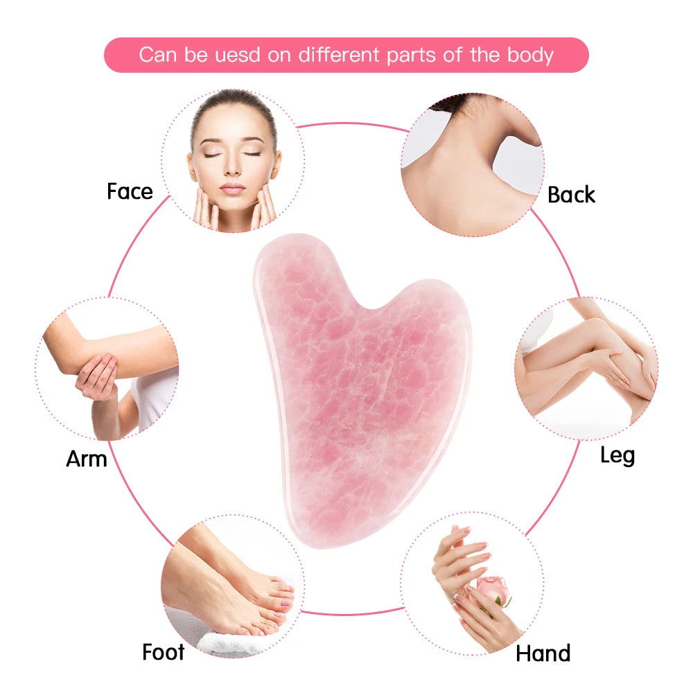 Rose Quartz Gua Sha Tool | Natural Stone Facial Massage Ritual